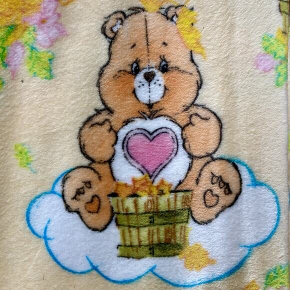 CARE BEARS XL TWIN HALLOWEEN FALL LEAVES THROW BLANKET 60x90 Yellow VTG Retro 🎃 - Picture 7 of 16